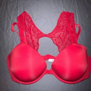 Victoria’s Secret | Padded Plunge | 34 DD/E | Lipstick Red